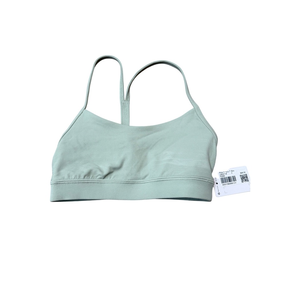 Lululemon Flow Y Nulu Bra Fog Green LW2CTIS Size 2 NWT